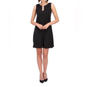 MSK Woman's Medium Black Sleeveless Glitter Knit Keyhole Shift Dress NWT